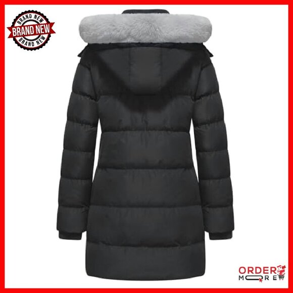 Women's Winter Puffer Coat with Removable Hood, Thick Insulation - Picture 3 of 8